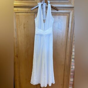 Plunging Front White Halter Jumpsuit